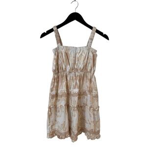 Cleobella Littles Girls 7 Tiered Midi Length Dress Beige Tan Pia Watercolor Boho